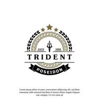classique vintage trident neptune dieu poséidon triton roi lance logo icône modèle de conception