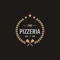 badge emblème classique vintage spatule pizza pizzeria logo design inspiration vecteur