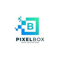 lettre initiale b création de logo pixel numérique. forme géométrique avec des points de pixel carrés. utilisable pour les logos commerciaux et technologiques vecteur