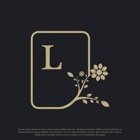 modèle de logo de luxe monogramme lettre l rectangle s'épanouit. convient aux marques naturelles, écologiques, de bijoux, de mode, personnelles ou d'entreprise. vecteur