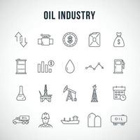 jeu d'icônes de ligne de l'industrie pétrolière. vecteur