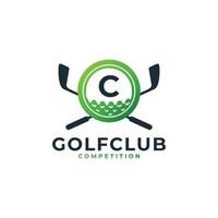 logo de sport de golf. lettre c pour le modèle de vecteur de conception de logo de golf. vecteur eps10