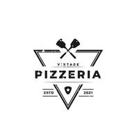 badge emblème classique vintage spatule pizza pizzeria logo design inspiration vecteur