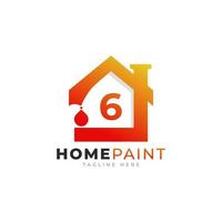 numéro 6 maison peinture immobilier logo design inspiration vecteur