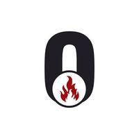 lettre initiale o avec inspiration de conception de logo de feu de flamme vecteur