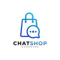 chat de boutique et élément de modèle de conception de logo shopping vecteur