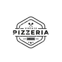 badge emblème classique vintage spatule pizza pizzeria logo design inspiration vecteur