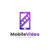 Élément de modèle de conception de logo de film vidéo mobile vecteur