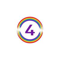 numéro 4 à l'intérieur circulaire coloré en couleur arc-en-ciel drapeau brosse logo design inspiration pour le concept lgbt vecteur