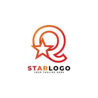 lettre q star logo style linéaire, couleur orange. utilisable pour les logos gagnants, primés et premium. vecteur