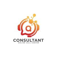 icône du logo de consultation. consultant en ligne lettre initiale q modèle de conception de logo vecteur