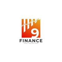 numéro 9 graphique bar finance logo design inspiration vecteur