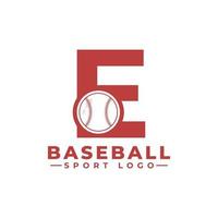 lettre e avec création de logo de baseball. éléments de modèle de conception de vecteur pour l'équipe sportive ou l'identité d'entreprise.