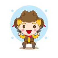 illustration mignon shérif ou personnage de dessin animé chibi cowboy vecteur