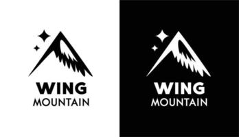 oiseau en forme d'aile, logo de silhouette de montagne pour la marque vecteur