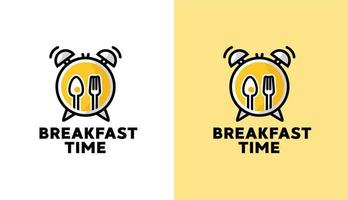 illustration vectorielle des graphiques de l'heure du petit déjeuner. horloge, fourchette et cuillère. parfait pour le logo du restaurant vecteur