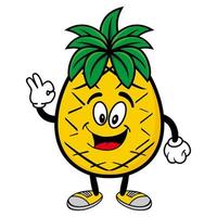 collection de jeu de personnage de conception de mascotte d'ananas mignon. isolé sur fond blanc. concept de paquet d'idées de logo de mascotte de personnage mignon vecteur