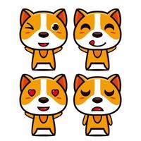 collection de jeu de personnage de conception de mascotte de chien mignon. isolé sur fond blanc. concept de paquet d'idées de logo de mascotte de personnage mignon vecteur