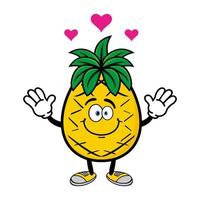 collection de jeu de personnage de conception de mascotte d'ananas mignon. isolé sur fond blanc. concept de paquet d'idées de logo de mascotte de personnage mignon vecteur