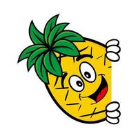 collection de jeu de personnage de conception de mascotte d'ananas mignon. isolé sur fond blanc. concept de paquet d'idées de logo de mascotte de personnage mignon vecteur