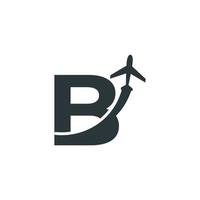 lettre initiale b voyage avec élément de modèle de conception de logo de vol d'avion vecteur