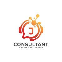 icône du logo de consultation. consultant en ligne lettre initiale j modèle de conception de logo vecteur