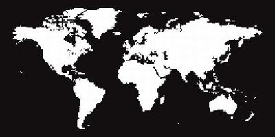 carte du monde sur fond noir. modèle de carte du monde avec les continents, l'amérique du nord et du sud, l'europe et l'asie, l'afrique et l'australie vecteur