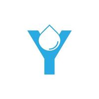 lettre initiale y logo hydro avec élément de modèle de conception d'icône de goutte d'eau de l'espace négatif vecteur
