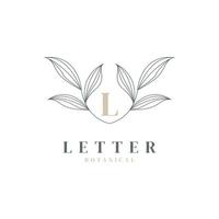 lettre initiale l logo floral et botanique. feuille de nature féminine pour symbole d'icône de salon de beauté, de massage, de cosmétiques ou de spa vecteur