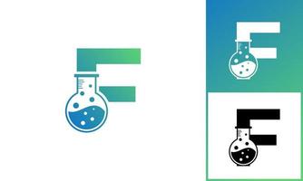 lettre f avec logo de laboratoire abstrait. utilisable pour les logos commerciaux, scientifiques, de soins de santé, médicaux, de laboratoire, chimiques et naturels. vecteur