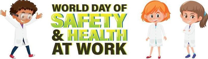 conception d'affiche pour la journée mondiale de la sécurité et de la santé au travail avec des enfants vecteur