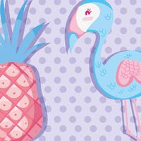 Punchy pastel flamant et fruits vecteur