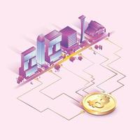 bitcoin pour transaction dans la ville vecteur