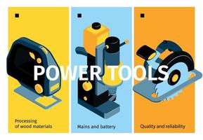 bannières verticales de machines et outils électriques vecteur