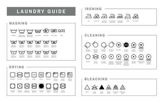 ensemble de guides d'étiquettes de blanchisserie vecteur