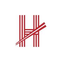 lettre h symbole du logo vectoriel de nouilles japonaises. adapté à l'inspiration du logo des restaurants japonais.