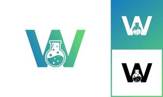 lettre w avec logo de laboratoire abstrait. utilisable pour les logos commerciaux, scientifiques, de soins de santé, médicaux, de laboratoire, chimiques et naturels. vecteur