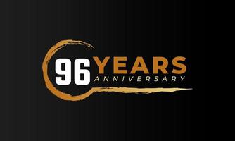Célébration du 96e anniversaire avec une brosse circulaire de couleur dorée. joyeux anniversaire salutation célèbre l'événement isolé sur fond noir vecteur