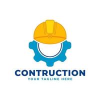 construction et ingénierie avec concept de logo d'équipement et de casque vecteur