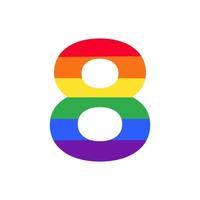 numéro 8 coloré en couleur arc-en-ciel logo design inspiration pour le concept lgbt vecteur