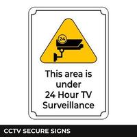 cctv, alarme, surveillance et surveillance par caméra vidéo 24 heures sur 24 signe vecteur, modèles de conception faciles à utiliser et à imprimer vecteur