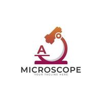 logo du laboratoire. lettre initiale un élément de modèle de conception de logo de microscope. vecteur