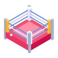 champ de match de boxe, icône isométrique du ring de lutte vecteur