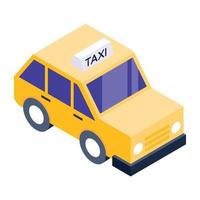 icône isométrique unique à la mode de taxi vecteur