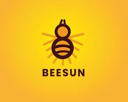 abeille avec vecteur de conception de logo soleil