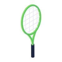 accessoire de badminton, icône isométrique de la raquette de squash vecteur