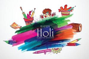 conception de carte de voeux happy holi festival vecteur