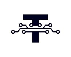 logo de la lettre technique t. forme géométrique de modèle de logo vectoriel futuriste. utilisable pour les logos commerciaux et technologiques.