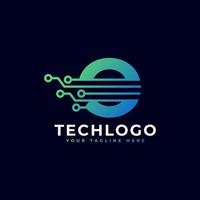 lettre technique o logo. modèle de logo vectoriel futuriste avec dégradé de couleur vert et bleu. Forme géométrique. utilisable pour les logos commerciaux et technologiques.