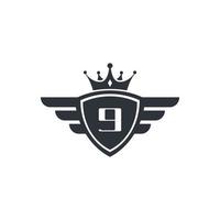 numéro 9 royal sport victoire emblème logo design inspiration vecteur